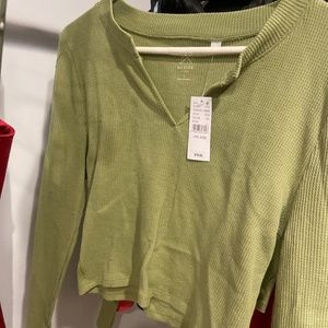 notch long sleeve top